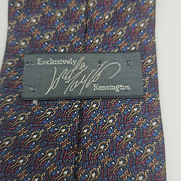 Lord & Taylor Kensington Tie Men Foulard Geometric Mosaic All Silk 58.5" USA - Picture 5 of 6